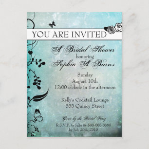 Carte Postale Invitation de Baby Shower Tatouage Rose et Fleurs