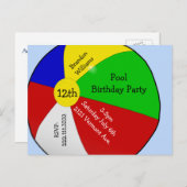 Carte postale Invitation de Beach Ball Party (Devant / Derrière)