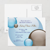 Carte Postale Invitation de bulle bleue et Brown (Devant / Derrière)