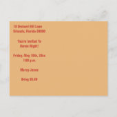 Carte Postale Invitation de Bunco Burst (Dos)