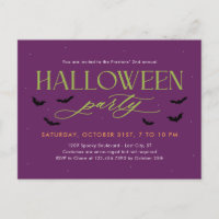 Carte postale Invitation de couleur modifiable Bat