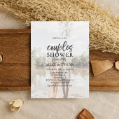 Carte Postale Invitation de douche de couple de script de brosse