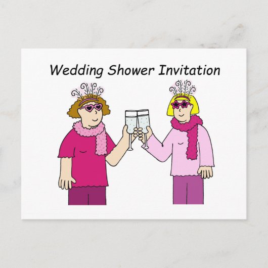 Carte Postale Invitation de douche de mariage lesbienne. (Devant)