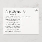 Carte Postale Invitation de douche nuptiale Black Coeurs blancs  (Dos)