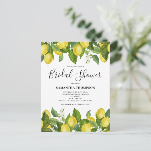 Carte postale Invitation de douche nuptiale Citrus (Debout devant)