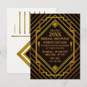 Carte Postale Invitation de douche nuptiale en or (Devant / Derrière)