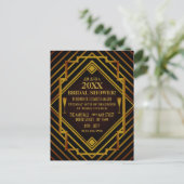 Carte Postale Invitation de douche nuptiale en or (Debout devant)