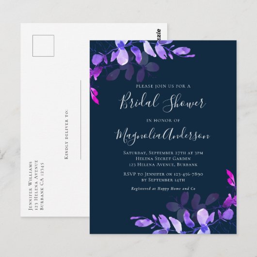 Carte postale Invitation de douche nuptiale Eucaly (Devant / Derrière)