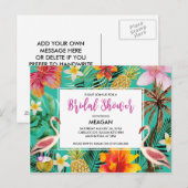 Carte Postale Invitation de douche nuptiale flamingo tropical (Devant / Derrière)