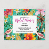 Carte Postale Invitation de douche nuptiale flamingo tropical (Devant)