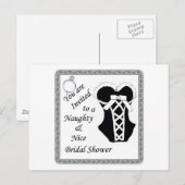 Carte Postale invitation de douche nuptiale - Naughty & Nice noi (Devant / Derrière)