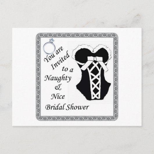 Carte Postale invitation de douche nuptiale - Naughty & Nice noi (Devant)