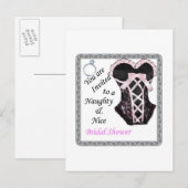 Carte Postale invitation de douche nuptiale - Naughty & Nice ros (Devant / Derrière)