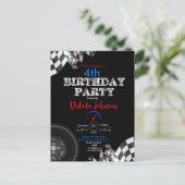 Carte Postale Invitation de drapeau à damier de course (Debout devant)