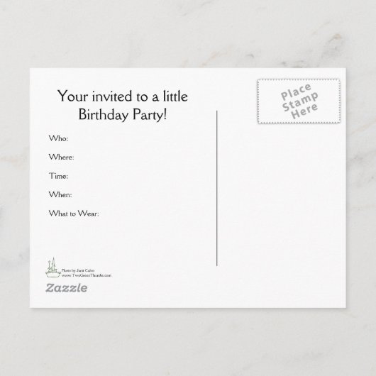 Carte postale Invitation de fête (Dos)