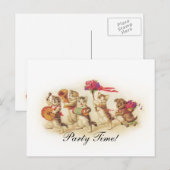 Carte Postale Invitation de fête avec une parade de chaton (Devant / Derrière)