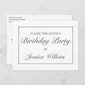 Carte postale Invitation de fête d'anniversaire (Devant / Derrière)