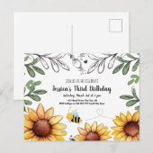 Carte Postale Invitation de fête d'anniversaire de l'abeille de  (Devant / Derrière)