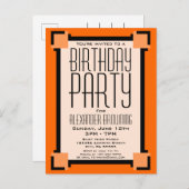 Carte postale Invitation de fête d'anniversaire Or (Devant / Derrière)