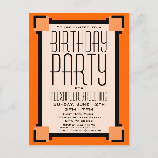 Carte postale Invitation de fête d'anniversaire Or (Devant)