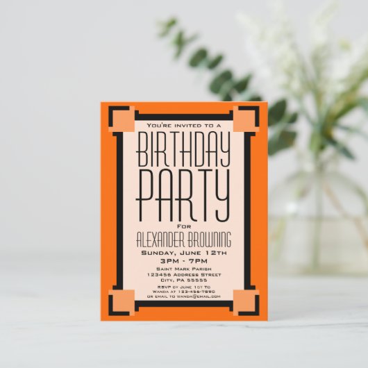 Carte postale Invitation de fête d'anniversaire Or (Debout devant)