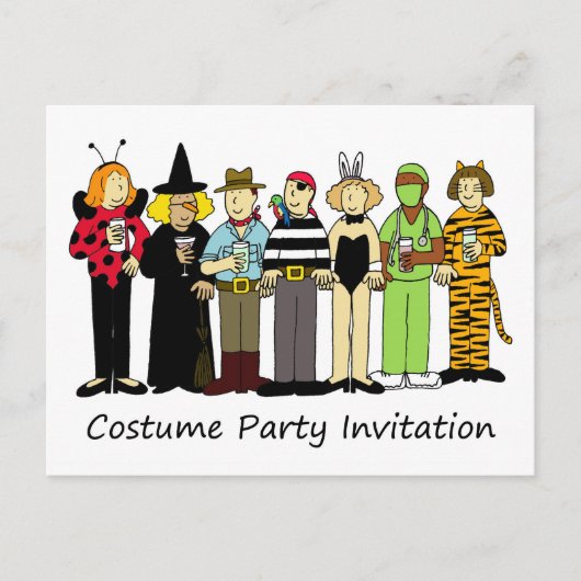 Carte Postale Invitation de fête de costume Enfants en robe fant (Devant)