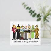 Carte Postale Invitation de fête de costume Enfants en robe fant (Debout devant)