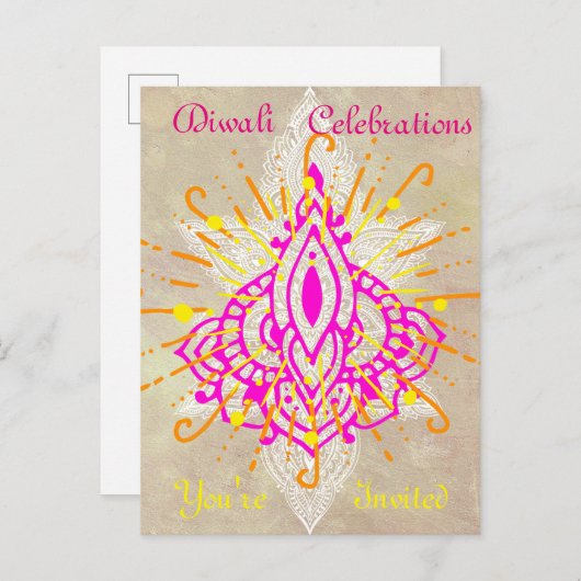 Carte postale Invitation de fête de Diwali (Devant / Derrière)