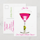 Carte Postale Invitation de Fête de Mariée Cocktail (Devant / Derrière)