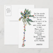 Carte Postale Invitation de fête de Noël de palmier tropical (Devant / Derrière)