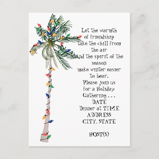 Carte Postale Invitation de fête de Noël de palmier tropical (Devant)