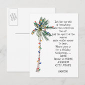 Carte Postale Invitation de fête de Noël de palmier tropical (Devant / Derrière)