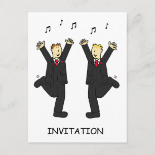 Carte Postale Invitation de fête Deux mariés dansant