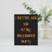 Carte Postale Invitation de fête d'Halloween Cryptic Black Orang (Debout devant)