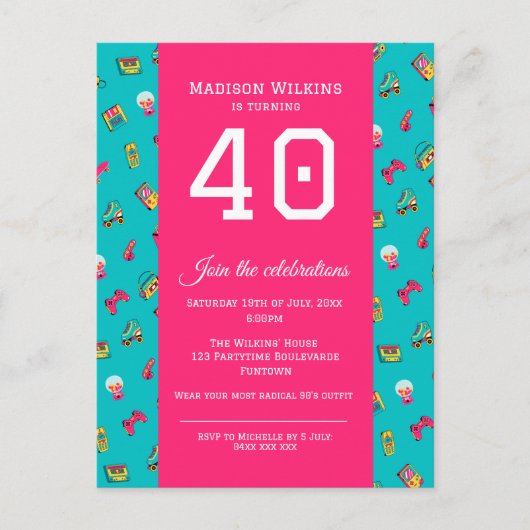Carte postale Invitation de fête du 40e anniversai (Devant)