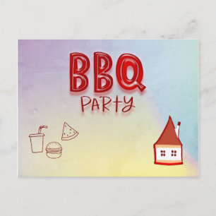Carte postale Invitation de fête du BBQ Smokehouse