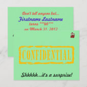 Carte Postale Invitation de fête surprise d'anniversaire confide (Devant / Derrière)