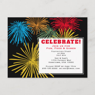 Carte postale Invitation de la fête 4 juillet