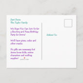 Carte Postale Invitation de la fête de Bowling (Dos)