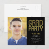 Carte postale Invitation de la fête de graduation (Devant / Derrière)