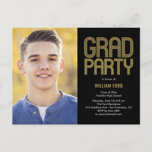 Carte postale Invitation de la fête de graduation (Devant)