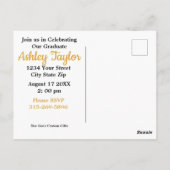 Carte postale Invitation de la fête de graduation (Dos)