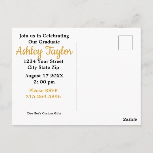 Carte postale Invitation de la fête de graduation (Dos)