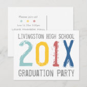 Carte postale Invitation de la fête de graduation (Devant / Derrière)