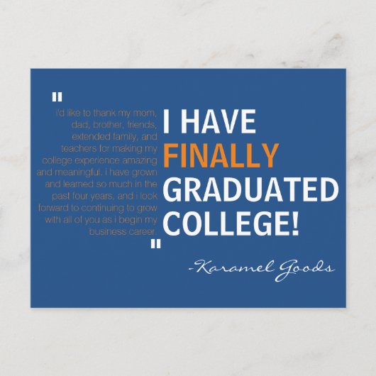 Carte Postale Invitation de la fête de graduation (Devant)