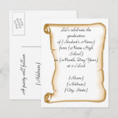 Carte Postale Invitation de la fête de graduation (Devant / Derrière)