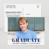 Carte Postale Invitation de la fête de graduation moderne Bold B (Devant / Derrière)