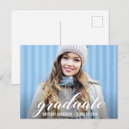 Carte Postale Invitation de la fête de graduation moderne | Phot (Devant / Derrière)
