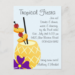 Carte Postale Invitation de la fête de la Fiesta tropicale