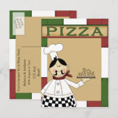 Carte Postale Invitation de la fête de Pizza (Devant / Derrière)
